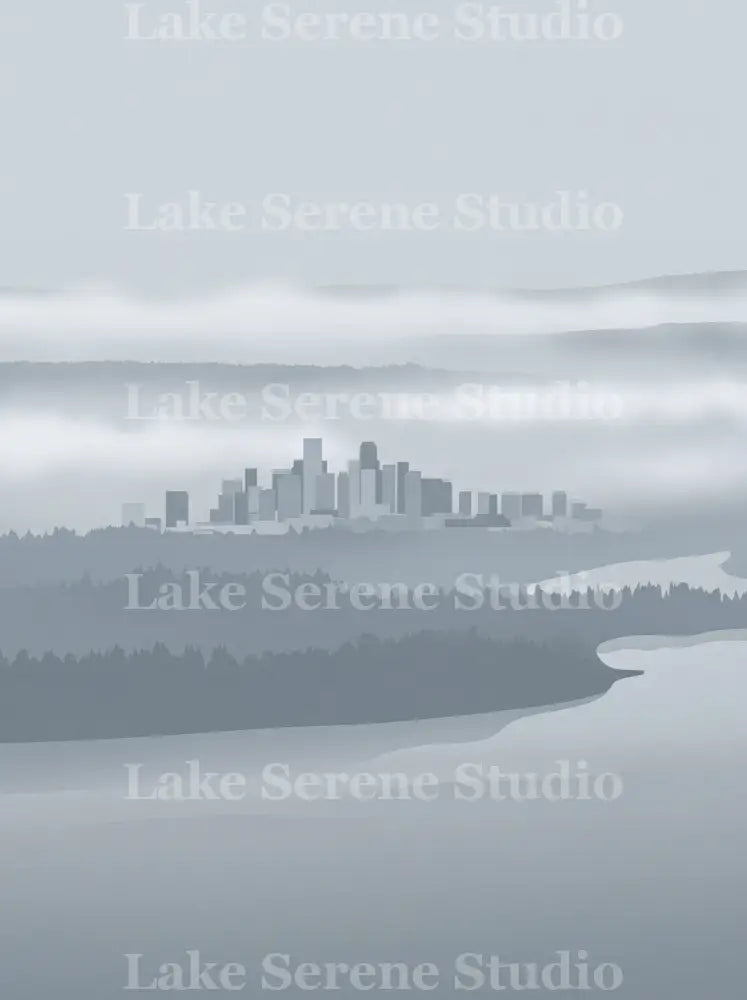 City in the Mist — Minimal Fog Landscape Phone Wallpaper (Digital Download)