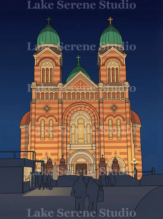 Emerald Dome Church — Minimal Architectural Silhouette Phone Wallpaper (Digital Download) - Preview